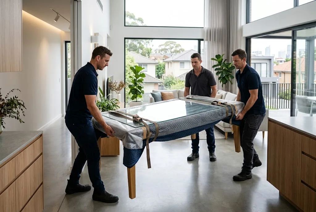 Professional furniture movers in Sydney carefully handling fragile furniture