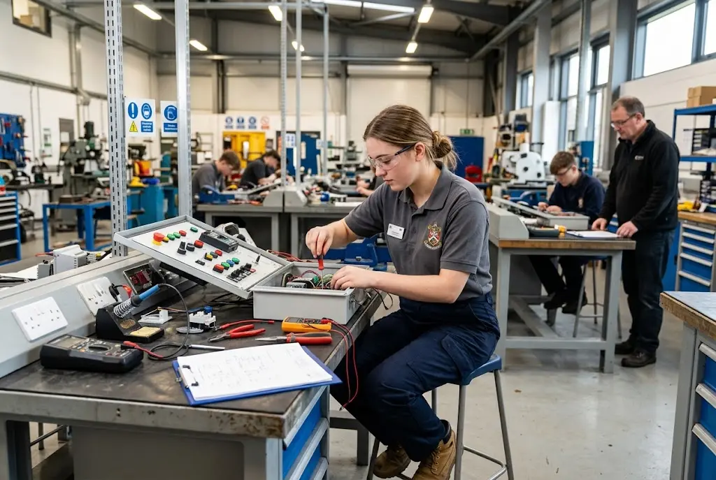 How to Choose the Right Technician-Level Course in the UK Student completing practical technician training in a technical college workshop