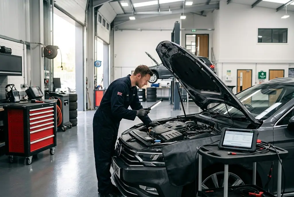 Auto care services for vehicle maintenance at a UK garage