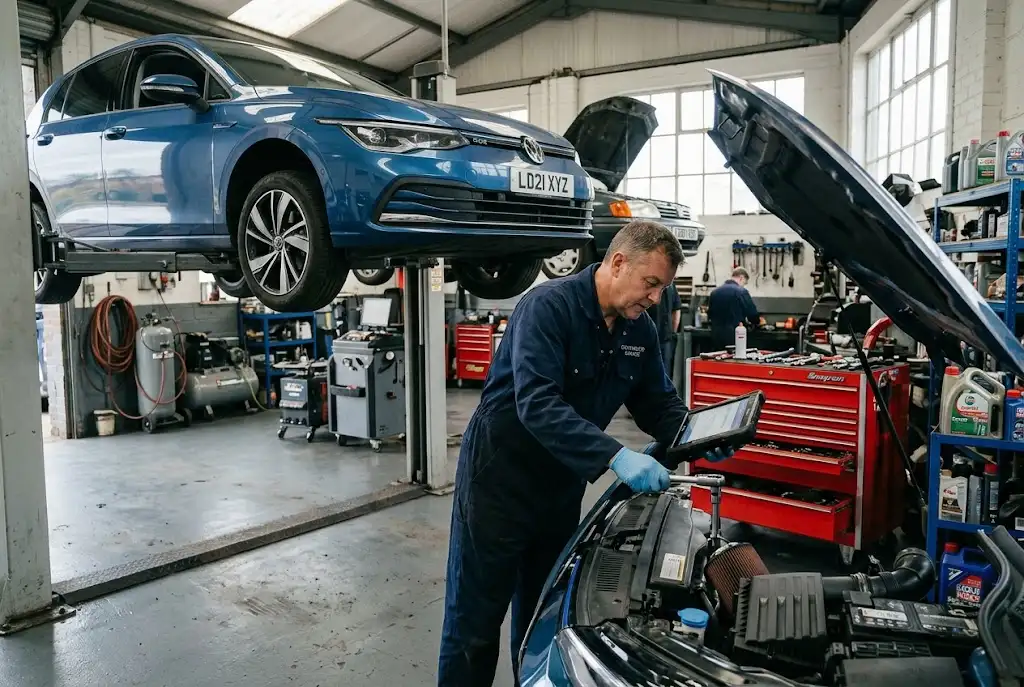 Car service cost in the UK at a professional vehicle garage
