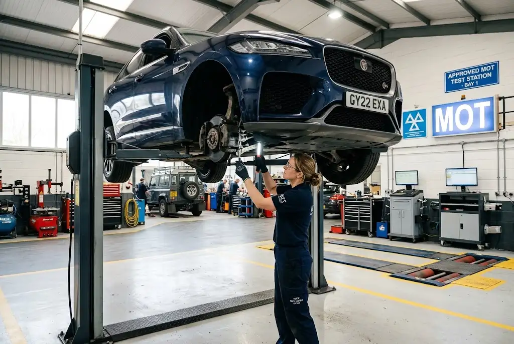 MOT and service package at a professional UK vehicle garage