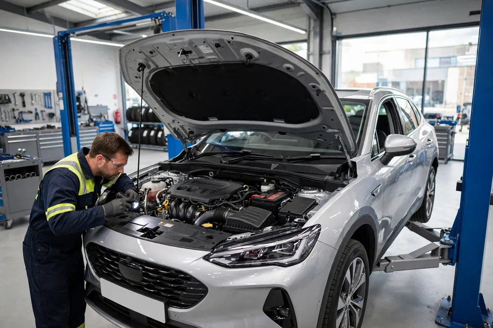 Toyota service carried out by a technician at a UK service centre